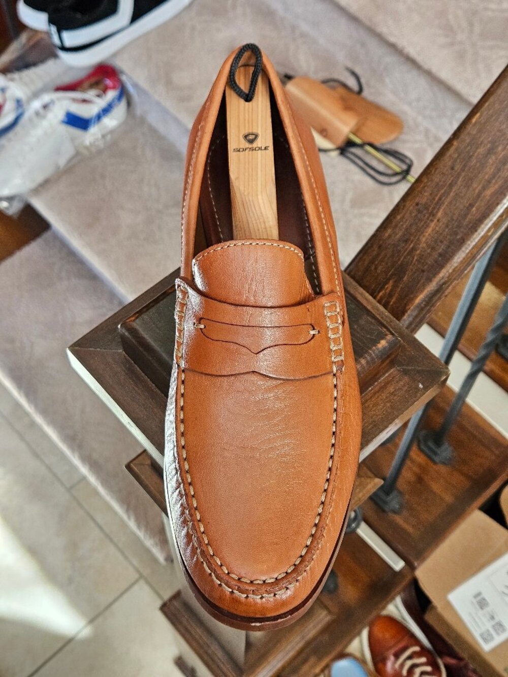 Trask Men's Leather Loafers, Caramel, Sz 11.5 - Picture 10 of 16